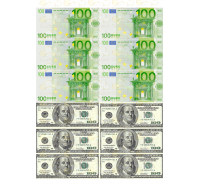 Вафельна картинка "Долари та євро"