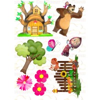 Edible waffle picture "Masha and the Bear" -17