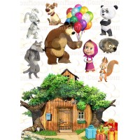 Edible waffle picture "Masha and the Bear"-18
