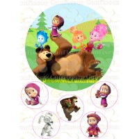 Edible waffle picture "Masha and the Bear" -19
