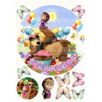 Edible waffle picture "Masha and the Bear" -24
