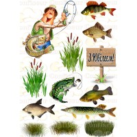 Edible waffle picture "Fisherman" -12
