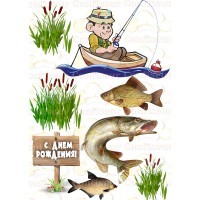 Edible waffle picture "Fisherman" -13