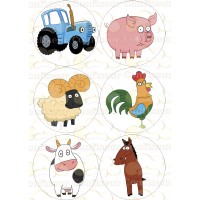 Edible waffle picture "Blue Tractor"-5