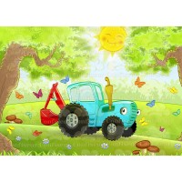 Edible waffle picture "Blue Tractor"-7