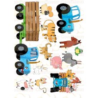 Edible waffle picture "Blue Tractor"-9