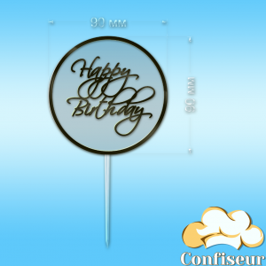 Topper "Happy Birthday" №41 (transparent and black acrylic)