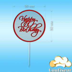 Topper "Happy Birthday" №41 (transparent and red acrylic)