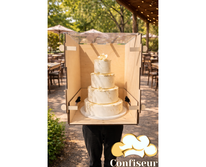 Бокс для перевезення торту 400*400*600 (фанера та прозорий пластик)