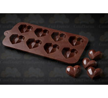 Форма силіконова для цукерок та шоколаду "Серце гранене" (осередок 45*45мм) на 8 шт.