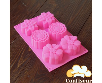 Assorted flowers silicone baking mold (6 pcs.)