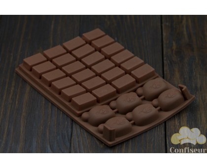 Силіконова форма для цукерок "Ведмедики + шоколадка"