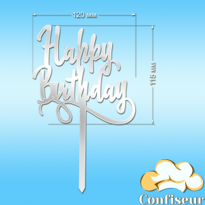 Topper "Happy Birthday" №10 (white acrylic)