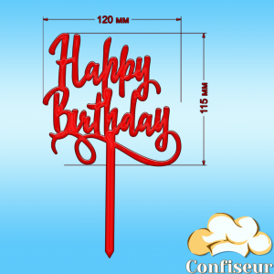 Topper "Happy Birthday" №10 (red acrylic)