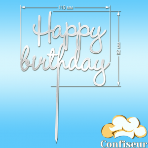 Topper "Happy Birthday"№12 (white acrylic)