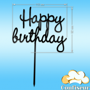 Topper "Happy Birthday" №12 (black acrylic)