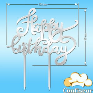 Topper "Happy Birthday" №22 (white acrylic)