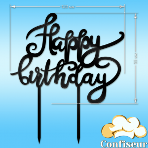 Topper "Happy Birthday" №22 (black acrylic)