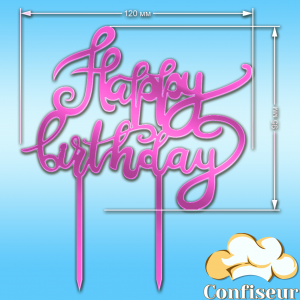 Topper "Happy Birthday" №22 (neon pink acrylic)