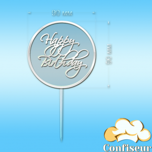 Topper "Happy Birthday" №41 (transparent and white acrylic)