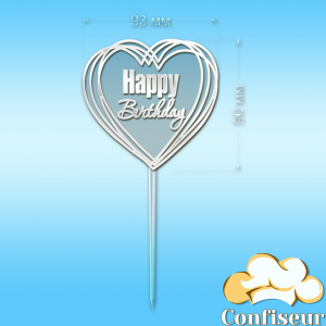 Topper "Happy Birthday" №43 (transparent and white acrylic)
