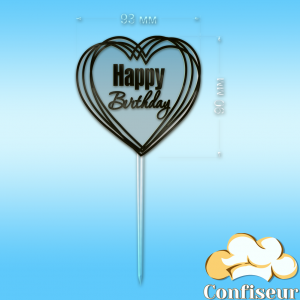 Topper "Happy Birthday" №43 (transparent and black acrylic)