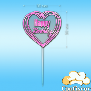 Topper "Happy Birthday" №43 (transparent and pink neon acrylic)