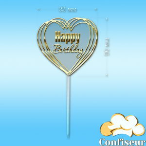 Topper "Happy Birthday" №43 (transparent and gold acrylic)