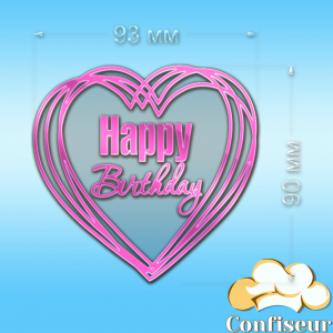 Topper "Happy Birthday" №44 (transparent and pink neon acrylic)