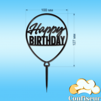 Топпер "Happy Birthday" №57 (чорний акрил)