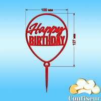Топпер "Happy Birthday" №57 (червоний акрил)