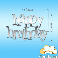 Топпер "Happy Birthday" №58 (срібний акрил)