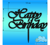 Topper "Happy Birthday" No. 33 (black fiberboard)