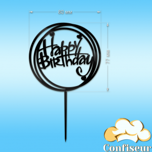 Топпер "Happy Birthday" №35 (чорний акрил)