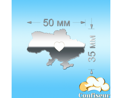 Декор акриловий Карта України (срібло)