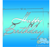 Topper "Happy Birthday" №19 (silver acrylic)