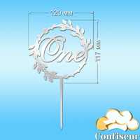 Топпер "One" №12 (білий акрил)