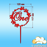 Топпер "One" №12 (червоний акрил)