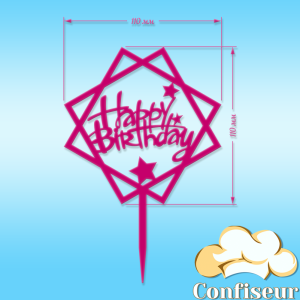 Топпер "Happy Birthday" №2 (малиновий акрил)