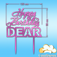 Топпер "Happy Birthday, Dear" (рожевий неон акрил)