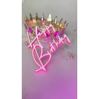 Топпер "Happy Birthday" №97 (малиновий та білий акрил)