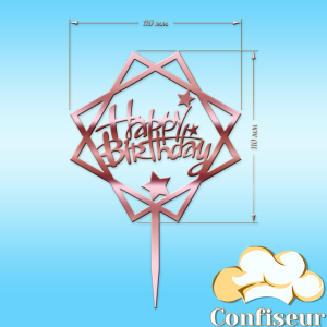 Топпер "Happy Birthday" №2 (рожевий золотий акрил)
