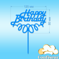 Топпер "Happy Birthday" №1 (синій акрил) Топпер "Happy Birthday" №1 (синій акрил)