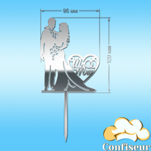Topper "Mr&Mrs-6" (silver acrylic)