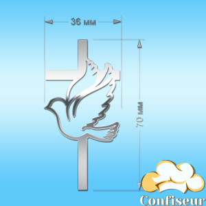 Топпер "Хрестик з пташкою" (срібний акрил) Топпер "Хрестик з пташкою" (срібний акрил)