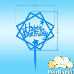 Топпер "Happy Birthday" №2 (синій акрил)