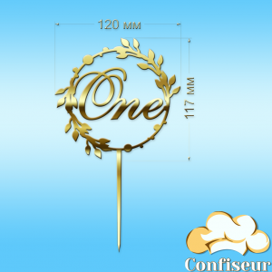 Топпер "One" №12 (золотий акрил)