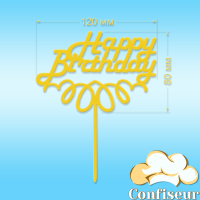 Топпер "Happy Birthday" №1 (жовтий акрил) Топпер "Happy Birthday" №1 (жовтий акрил)