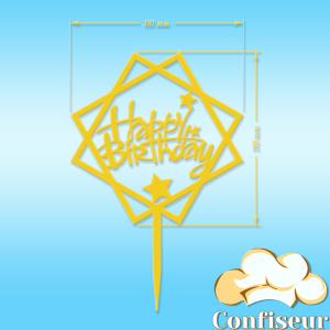 Топпер "Happy Birthday" №2 (жовтий акрил)