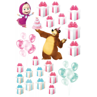 Edible waffle picture "Masha and the Bear" -25